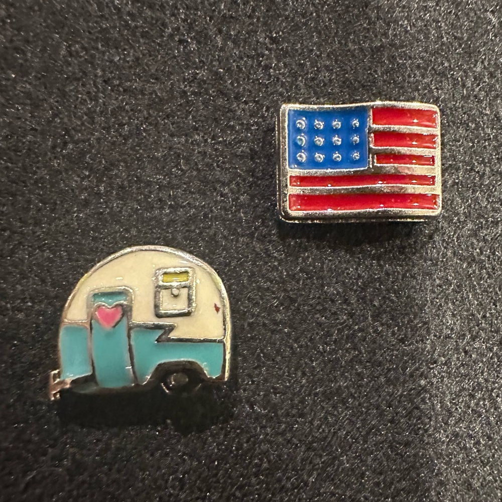 Origami Owl American Flag and RV camper Floating Mini Charms Set
